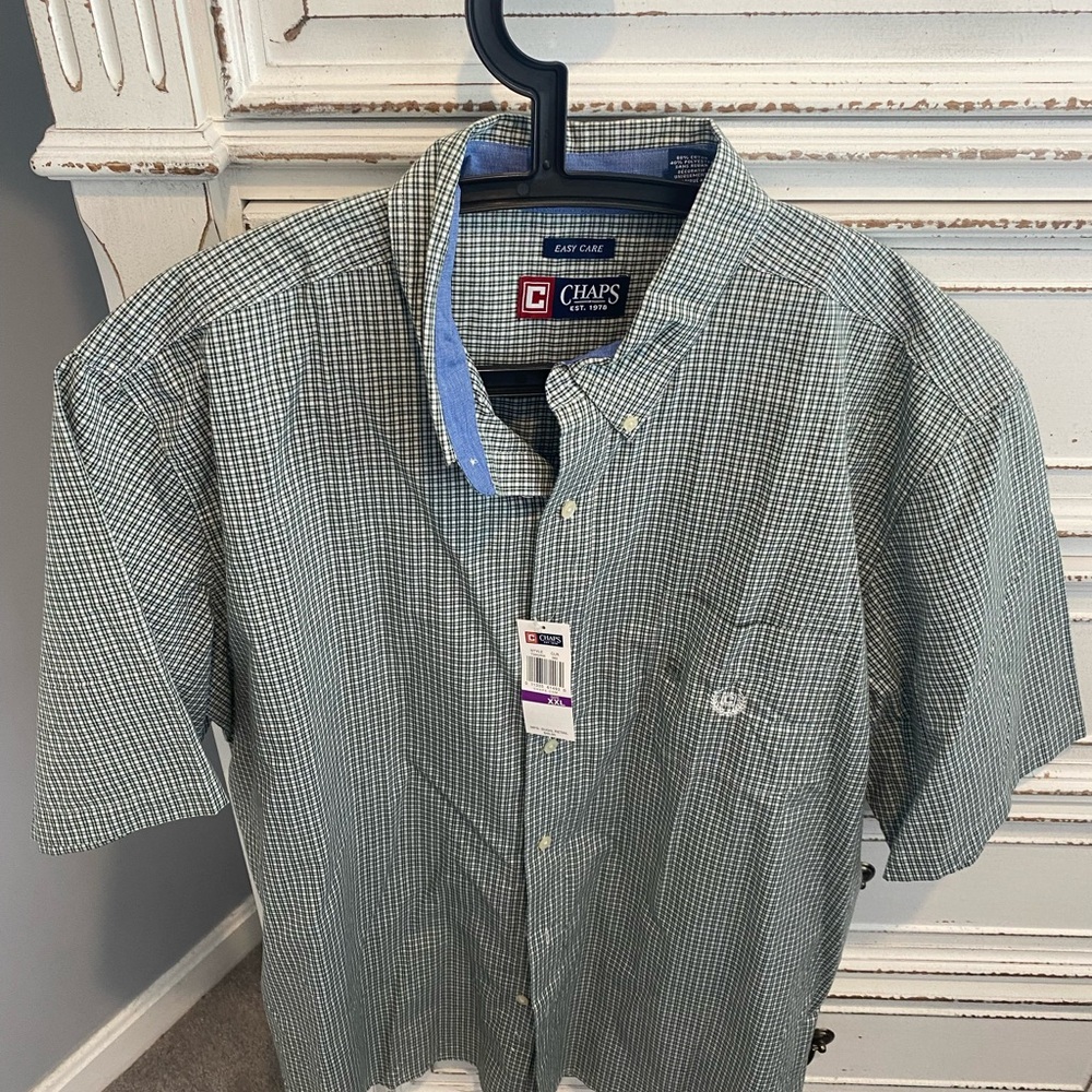 NEW Chaps Blue and White Checkered Men's Shirt